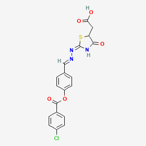 molecular formula C19H14ClN3O5S B3724084 [2-({4-[(4-chlorobenzoyl)oxy]benzylidene}hydrazono)-4-oxo-1,3-thiazolidin-5-yl]acetic acid 