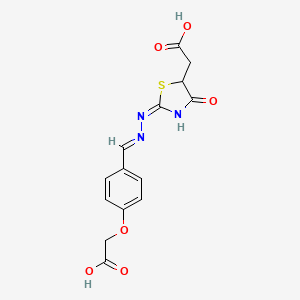(2-{[4-(carboxymethoxy)benzylidene]hydrazono}-4-oxo-1,3-thiazolidin-5-yl)acetic acid