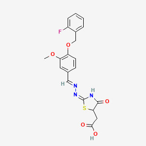 molecular formula C20H18FN3O5S B3724108 [2-({4-[(2-fluorobenzyl)oxy]-3-methoxybenzylidene}hydrazono)-4-oxo-1,3-thiazolidin-5-yl]acetic acid 