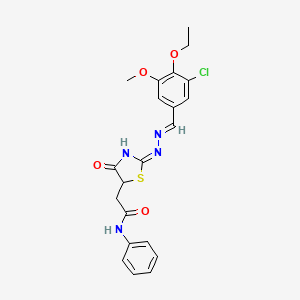 2-{2-[(3-chloro-4-ethoxy-5-methoxybenzylidene)hydrazono]-4-oxo-1,3-thiazolidin-5-yl}-N-phenylacetamide