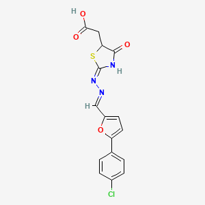 molecular formula C16H12ClN3O4S B3724121 [2-({[5-(4-chlorophenyl)-2-furyl]methylene}hydrazono)-4-oxo-1,3-thiazolidin-5-yl]acetic acid 