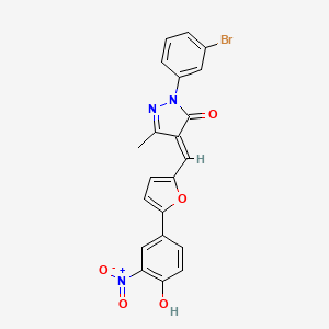 molecular formula C21H14BrN3O5 B3724148 2-(3-bromophenyl)-4-{[5-(4-hydroxy-3-nitrophenyl)-2-furyl]methylene}-5-methyl-2,4-dihydro-3H-pyrazol-3-one 