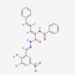 molecular formula C26H21BrN4O5 B3724160 N-(1-{[2-(3-bromo-2-hydroxy-5-nitrobenzylidene)hydrazino]carbonyl}-3-methyl-4-phenyl-1,3-butadien-1-yl)benzamide 