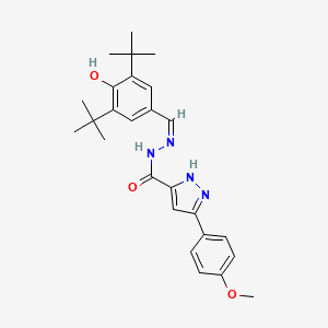 molecular formula C26H32N4O3 B3724169 N'-(3,5-di-tert-butyl-4-hydroxybenzylidene)-3-(4-methoxyphenyl)-1H-pyrazole-5-carbohydrazide 