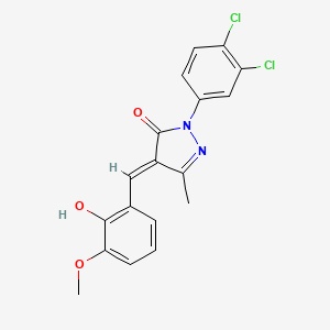 molecular formula C18H14Cl2N2O3 B3724180 2-(3,4-dichlorophenyl)-4-(2-hydroxy-3-methoxybenzylidene)-5-methyl-2,4-dihydro-3H-pyrazol-3-one 