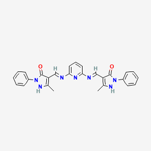 molecular formula C27H23N7O2 B3724259 4,4'-[2,6-pyridinediylbis(iminomethylylidene)]bis(5-methyl-2-phenyl-2,4-dihydro-3H-pyrazol-3-one) 