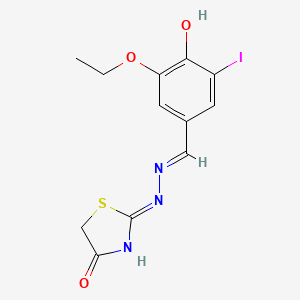 molecular formula C12H12IN3O3S B3724268 3-ethoxy-4-hydroxy-5-iodobenzaldehyde (4-oxo-1,3-thiazolidin-2-ylidene)hydrazone 