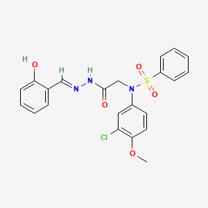 molecular formula C22H20ClN3O5S B3724279 N-(3-chloro-4-methoxyphenyl)-N-{2-[2-(2-hydroxybenzylidene)hydrazino]-2-oxoethyl}benzenesulfonamide 