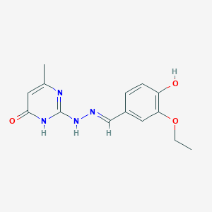 molecular formula C14H16N4O3 B3724293 3-ethoxy-4-hydroxybenzaldehyde (4-methyl-6-oxo-1,6-dihydro-2-pyrimidinyl)hydrazone 