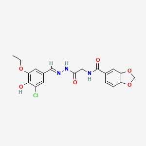 molecular formula C19H18ClN3O6 B3724310 N-{2-[2-(3-chloro-5-ethoxy-4-hydroxybenzylidene)hydrazino]-2-oxoethyl}-1,3-benzodioxole-5-carboxamide 