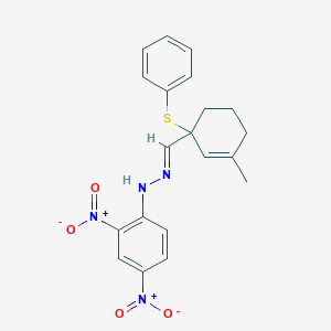 molecular formula C20H20N4O4S B372433 3-Methyl-1-(phenylsulfanyl)-2-cyclohexene-1-carbaldehyde {2,4-dinitrophenyl}hydrazone 