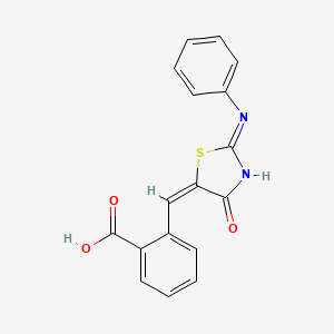 molecular formula C17H12N2O3S B3724331 2-{[4-oxo-2-(phenylimino)-1,3-thiazolidin-5-ylidene]methyl}benzoic acid 