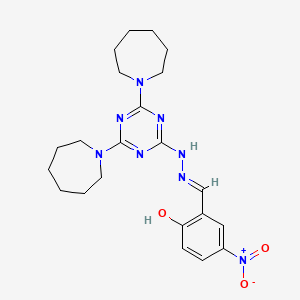 molecular formula C22H30N8O3 B3724351 2-hydroxy-5-nitrobenzaldehyde (4,6-di-1-azepanyl-1,3,5-triazin-2-yl)hydrazone 