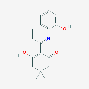 molecular formula C17H21NO3 B3724378 2-{1-[(2-hydroxyphenyl)amino]propylidene}-5,5-dimethyl-1,3-cyclohexanedione 