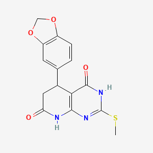 molecular formula C15H13N3O4S B3724416 5-(1,3-benzodioxol-5-yl)-2-(methylthio)-5,8-dihydropyrido[2,3-d]pyrimidine-4,7(3H,6H)-dione 