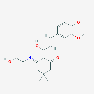 molecular formula C21H27NO5 B3724612 2-[3-(3,4-dimethoxyphenyl)acryloyl]-3-[(2-hydroxyethyl)amino]-5,5-dimethyl-2-cyclohexen-1-one 