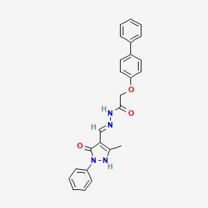 2-(4-biphenylyloxy)-N'-[(5-hydroxy-3-methyl-1-phenyl-1H-pyrazol-4-yl)methylene]acetohydrazide