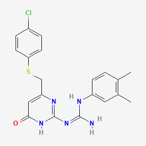 molecular formula C20H20ClN5OS B3724722 N-(4-{[(4-chlorophenyl)thio]methyl}-6-oxo-1,6-dihydro-2-pyrimidinyl)-N'-(3,4-dimethylphenyl)guanidine 