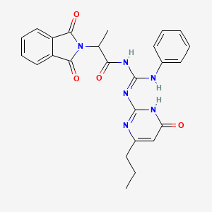 molecular formula C25H24N6O4 B3724749 N-{anilino[(4-oxo-6-propyl-1,4-dihydro-2-pyrimidinyl)amino]methylene}-2-(1,3-dioxo-1,3-dihydro-2H-isoindol-2-yl)propanamide 