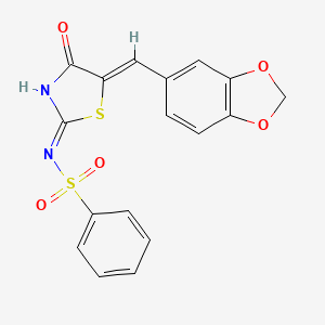 molecular formula C17H12N2O5S2 B3724761 N-[5-(1,3-benzodioxol-5-ylmethylene)-4-oxo-1,3-thiazolidin-2-ylidene]benzenesulfonamide 