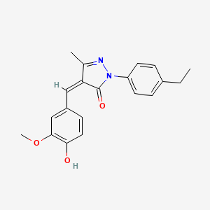 molecular formula C20H20N2O3 B3724764 2-(4-ethylphenyl)-4-(4-hydroxy-3-methoxybenzylidene)-5-methyl-2,4-dihydro-3H-pyrazol-3-one 