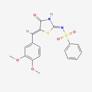 molecular formula C18H16N2O5S2 B3724768 N-[5-(3,4-dimethoxybenzylidene)-4-oxo-1,3-thiazolidin-2-ylidene]benzenesulfonamide 