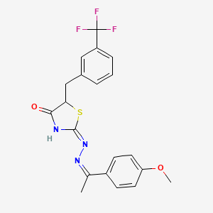 molecular formula C20H18F3N3O2S B3724775 5-[3-(trifluoromethyl)benzyl]-1,3-thiazolidine-2,4-dione 2-{[1-(4-methoxyphenyl)ethylidene]hydrazone} 