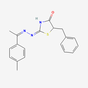 molecular formula C19H19N3OS B3724791 5-benzyl-1,3-thiazolidine-2,4-dione 2-{[1-(4-methylphenyl)ethylidene]hydrazone} 