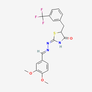 molecular formula C20H18F3N3O3S B3724801 3,4-dimethoxybenzaldehyde {4-oxo-5-[3-(trifluoromethyl)benzyl]-1,3-thiazolidin-2-ylidene}hydrazone 