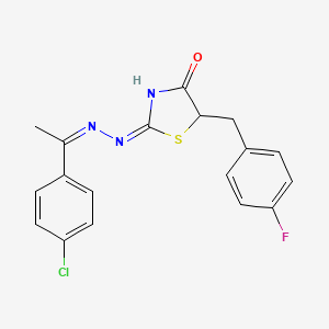 molecular formula C18H15ClFN3OS B3724817 5-(4-fluorobenzyl)-1,3-thiazolidine-2,4-dione 2-{[1-(4-chlorophenyl)ethylidene]hydrazone} 