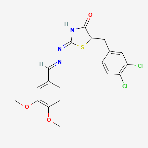 3,4-dimethoxybenzaldehyde [5-(3,4-dichlorobenzyl)-4-oxo-1,3-thiazolidin-2-ylidene]hydrazone