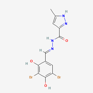 molecular formula C12H10Br2N4O3 B3724934 N'-(3,5-dibromo-2,4-dihydroxybenzylidene)-3-methyl-1H-pyrazole-5-carbohydrazide 