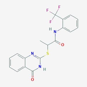 2-[(4-oxo-3,4-dihydro-2-quinazolinyl)thio]-N-[2-(trifluoromethyl)phenyl]propanamide