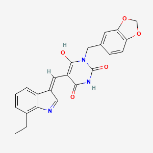 1-(1,3-benzodioxol-5-ylmethyl)-5-[(7-ethyl-1H-indol-3-yl)methylene]-2,4,6(1H,3H,5H)-pyrimidinetrione