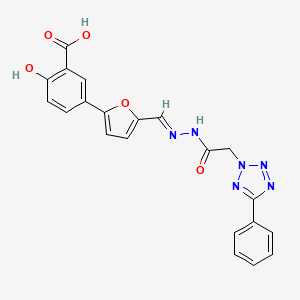 molecular formula C21H16N6O5 B3725046 2-hydroxy-5-(5-{2-[(5-phenyl-2H-tetrazol-2-yl)acetyl]carbonohydrazonoyl}-2-furyl)benzoic acid 