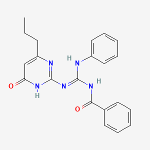 molecular formula C21H21N5O2 B3725054 N-{anilino[(4-oxo-6-propyl-1,4-dihydro-2-pyrimidinyl)amino]methylene}benzamide 