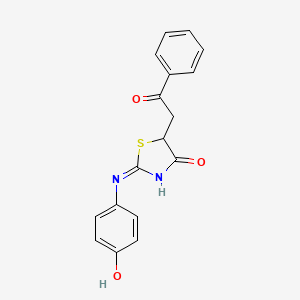 molecular formula C17H14N2O3S B3725067 2-[(4-hydroxyphenyl)amino]-5-(2-oxo-2-phenylethyl)-1,3-thiazol-4(5H)-one 