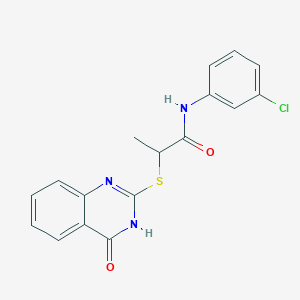 molecular formula C17H14ClN3O2S B3725077 N-(3-chlorophenyl)-2-[(4-oxo-3,4-dihydro-2-quinazolinyl)thio]propanamide 