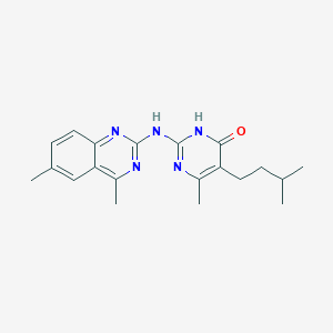 molecular formula C20H25N5O B3725078 2-[(4,6-dimethyl-2-quinazolinyl)amino]-6-methyl-5-(3-methylbutyl)-4(3H)-pyrimidinone 