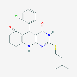 molecular formula C22H24ClN3O2S B3725101 5-(2-chlorophenyl)-2-[(3-methylbutyl)thio]-5,8,9,10-tetrahydropyrimido[4,5-b]quinoline-4,6(3H,7H)-dione 