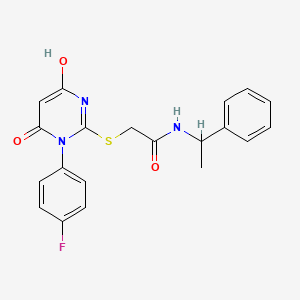 2-{[1-(4-fluorophenyl)-4-hydroxy-6-oxo-1,6-dihydro-2-pyrimidinyl]thio}-N-(1-phenylethyl)acetamide