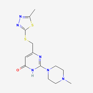 molecular formula C13H18N6OS2 B3725125 2-(4-methyl-1-piperazinyl)-6-{[(5-methyl-1,3,4-thiadiazol-2-yl)thio]methyl}-4(3H)-pyrimidinone 