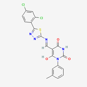 molecular formula C20H13Cl2N5O3S B3725190 5-({[5-(2,4-dichlorophenyl)-1,3,4-thiadiazol-2-yl]amino}methylene)-6-hydroxy-3-(3-methylphenyl)-2,4(3H,5H)-pyrimidinedione 