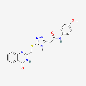 molecular formula C21H20N6O3S B3725209 N-(4-methoxyphenyl)-2-(4-methyl-5-{[(4-oxo-3,4-dihydro-2-quinazolinyl)methyl]thio}-4H-1,2,4-triazol-3-yl)acetamide 