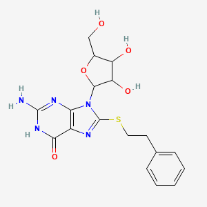 2-amino-9-[3,4-dihydroxy-5-(hydroxymethyl)tetrahydro-2-furanyl]-8-[(2-phenylethyl)thio]-1,9-dihydro-6H-purin-6-one