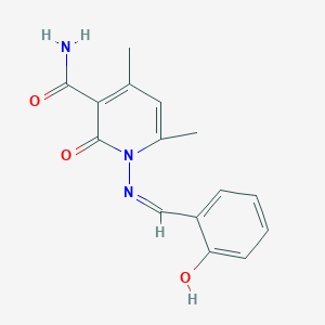 molecular formula C15H15N3O3 B3725230 1-[(2-hydroxybenzylidene)amino]-4,6-dimethyl-2-oxo-1,2-dihydro-3-pyridinecarboxamide 