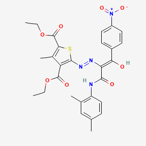 molecular formula C28H28N4O8S B3725245 diethyl 5-{2-[2-[(2,4-dimethylphenyl)amino]-1-(4-nitrobenzoyl)-2-oxoethylidene]hydrazino}-3-methyl-2,4-thiophenedicarboxylate 