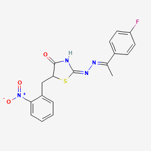 molecular formula C18H15FN4O3S B3725246 5-(2-nitrobenzyl)-1,3-thiazolidine-2,4-dione 2-{[1-(4-fluorophenyl)ethylidene]hydrazone} 