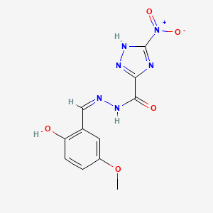 molecular formula C11H10N6O5 B3725267 N'-(2-hydroxy-5-methoxybenzylidene)-3-nitro-1H-1,2,4-triazole-5-carbohydrazide 