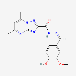 molecular formula C16H16N6O3 B3725271 N'-(4-hydroxy-3-methoxybenzylidene)-5,7-dimethyl[1,2,4]triazolo[1,5-a]pyrimidine-2-carbohydrazide 